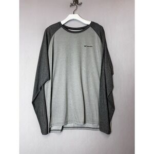 Columbia Shirt Mens Tall 2XL Gray Color Block Long Sleeve Omni Wick Crew Neck